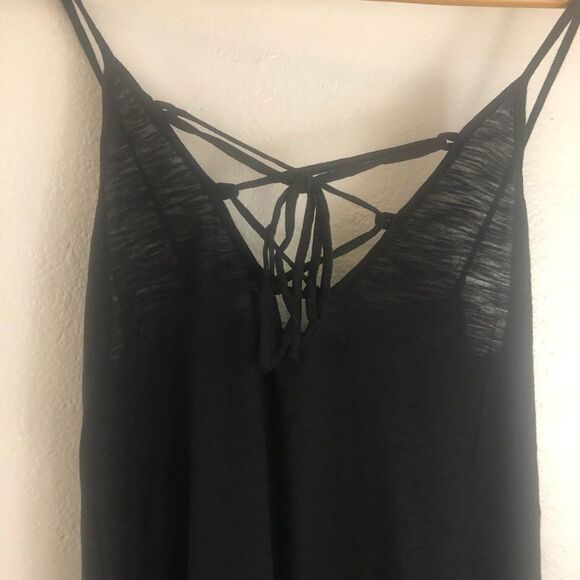 Michelle Lace-Up Front spaghetti strap black dress size S. New with tags - Picture 3 of 5